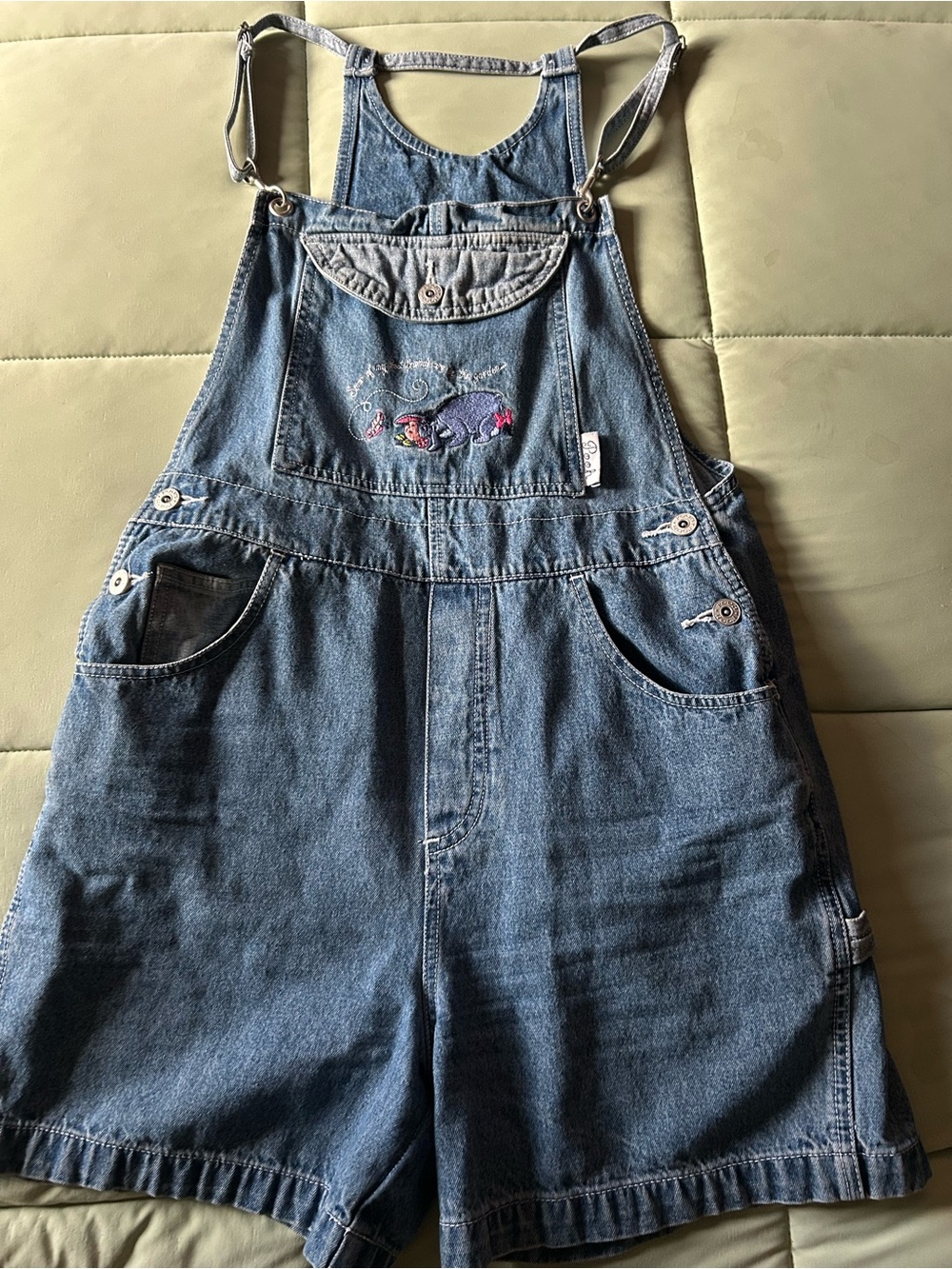 Vintage Disney Eeyore Denim Short Overalls